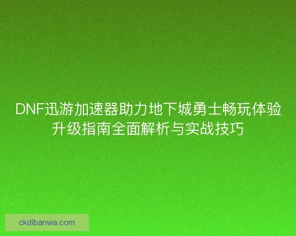 DNF迅游加速器助力地下城勇士畅玩体验升级指南全面解析与实战技巧