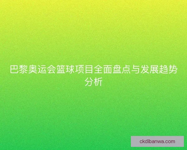 巴黎奥运会篮球项目全面盘点与发展趋势分析