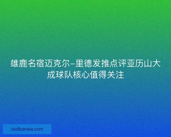 雄鹿名宿迈克尔-里德发推点评亚历山大成球队核心值得关注